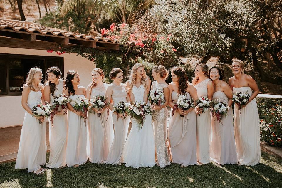 Bride with bridesmaids