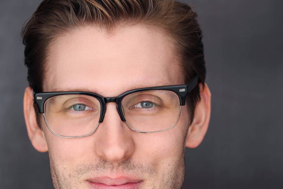 Headshot with glasses