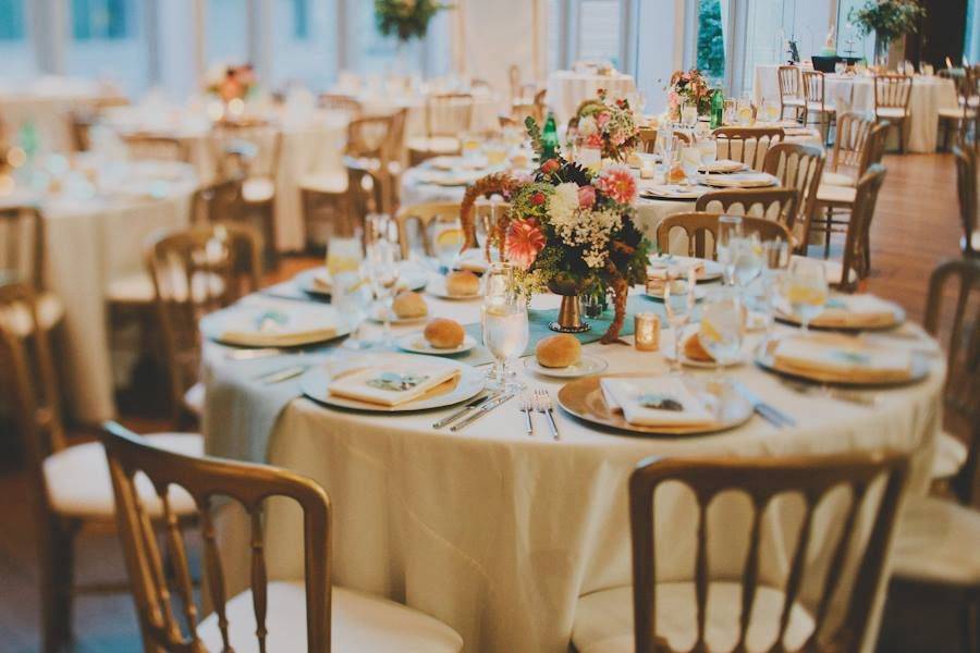 Table set-up with centerpiece