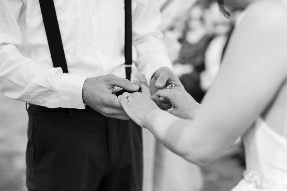 Bride & groom holding hands