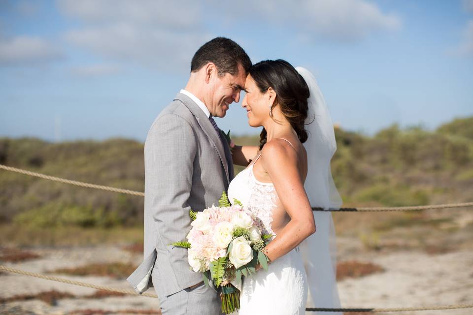 Couple with foreheads touching