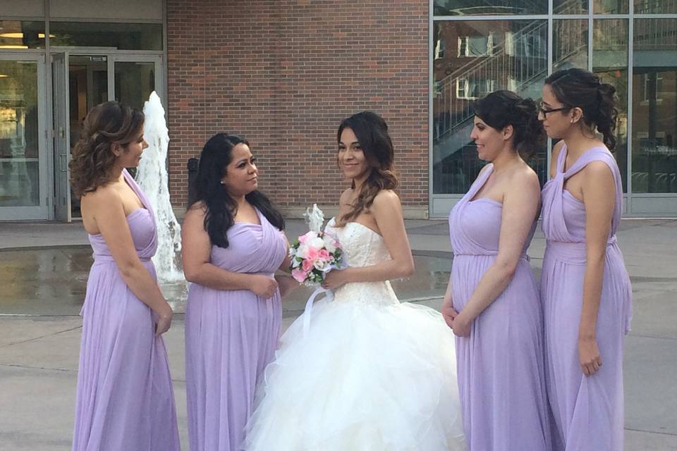 Bride and bridesmaids