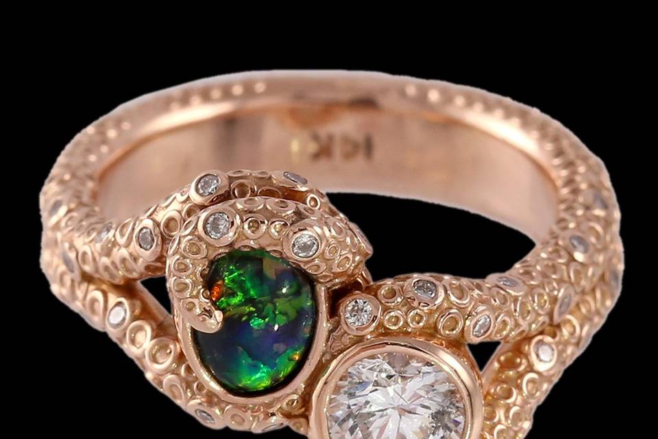 Opal, Diamond Octopous Ring