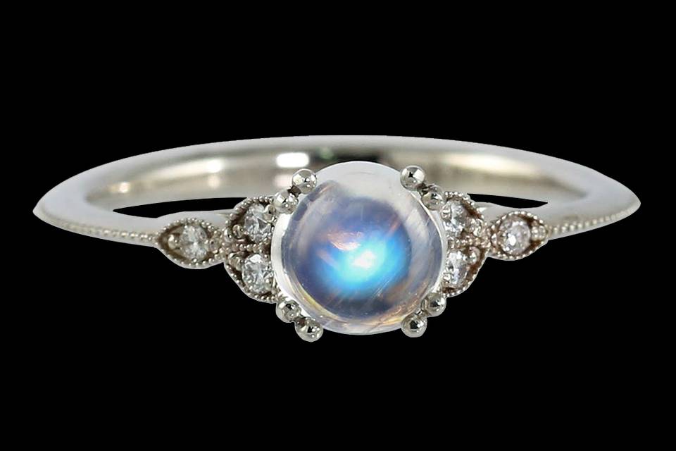 Moonstone & Diamond Ring