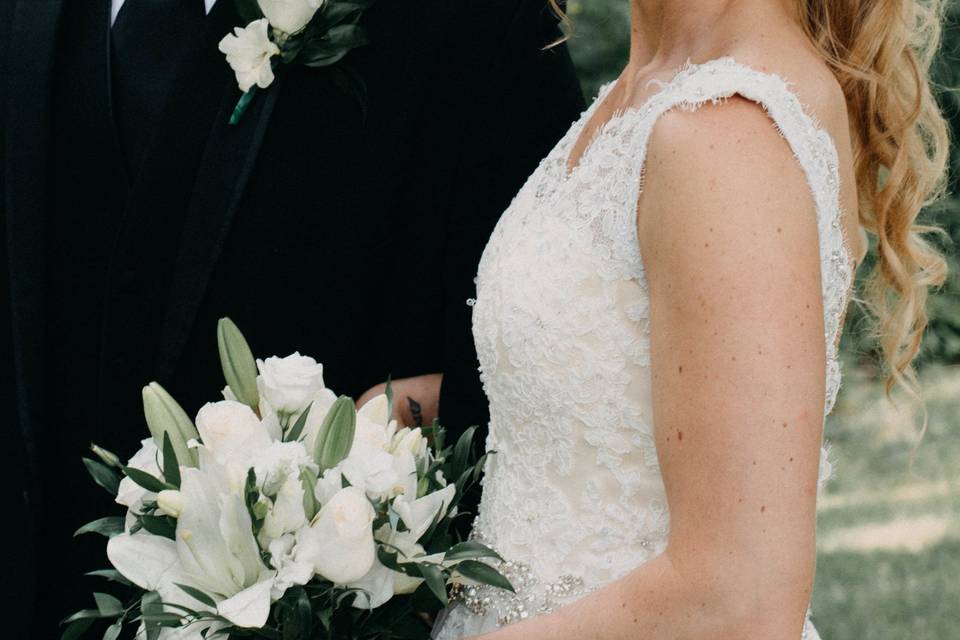 Bride and groom outdoors