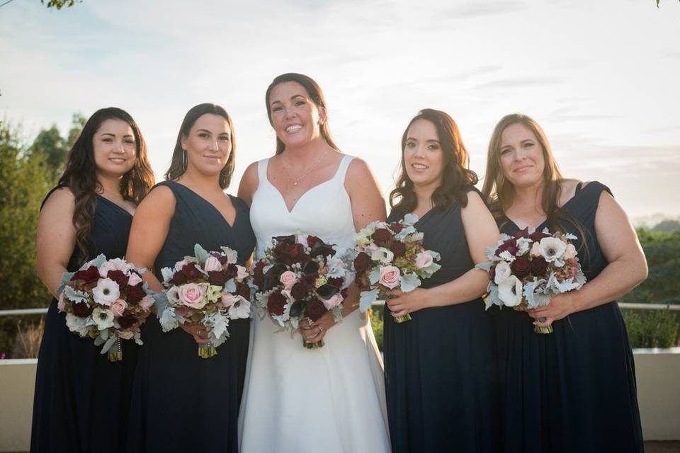 Bride and her bridesmaids