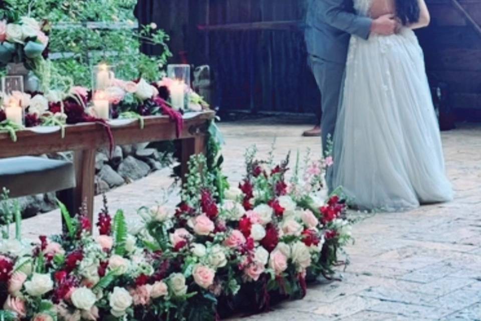 Tropical bridal party bouquets