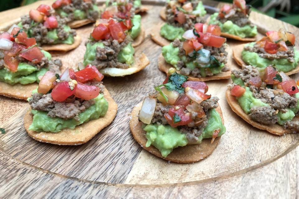 Beef tostada appetizers