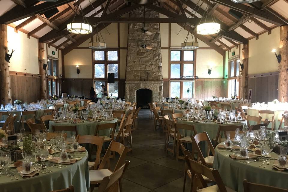 An elegant setup for a 170 person plated meal