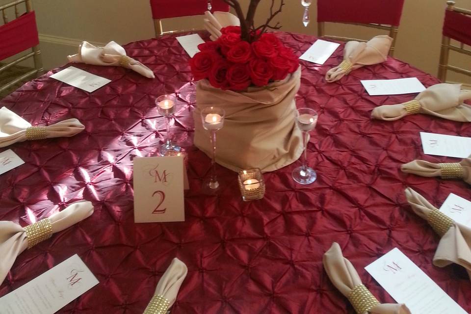 Red table setup
