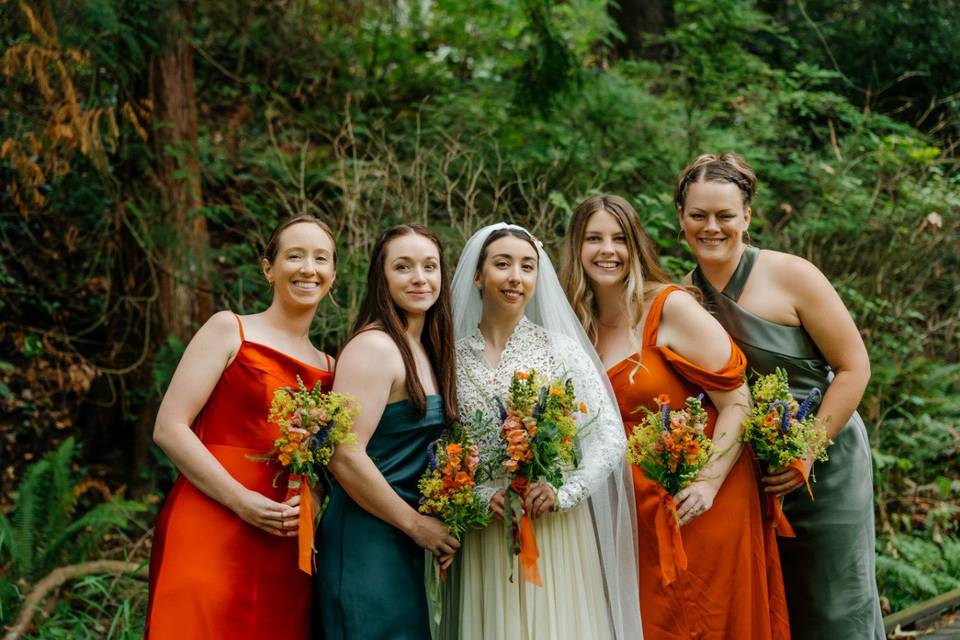 Bridesmaids in soft tones