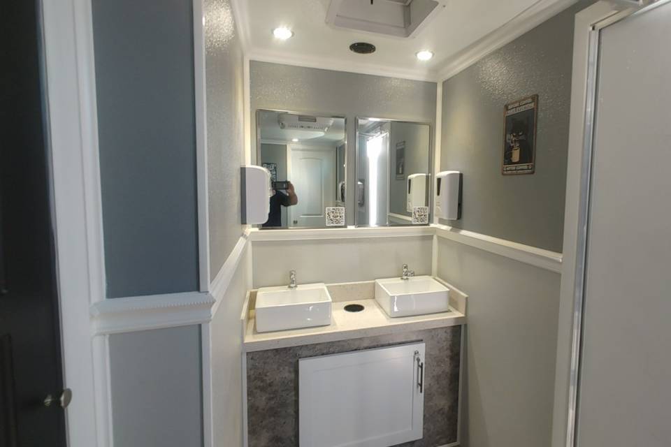Inside the 3 stall restroom