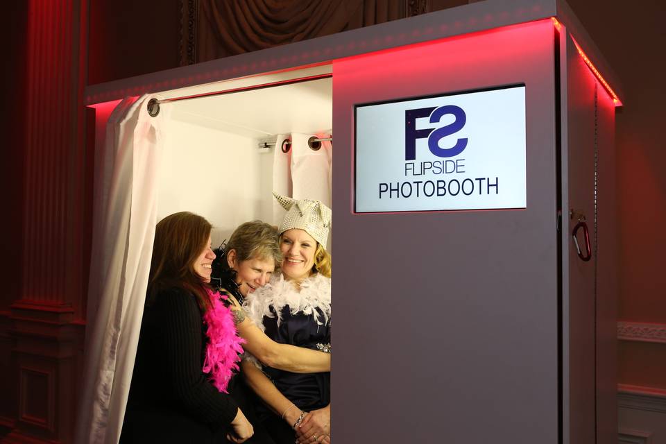 The outside Display Screen allows our clients to personally brand their Photo Booth with their names, logo & even a real cool photo slide show!