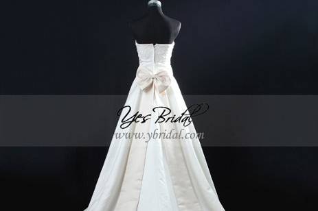 Detailed image of Luxury A Line Cathedral Train Satin Wedding Dress