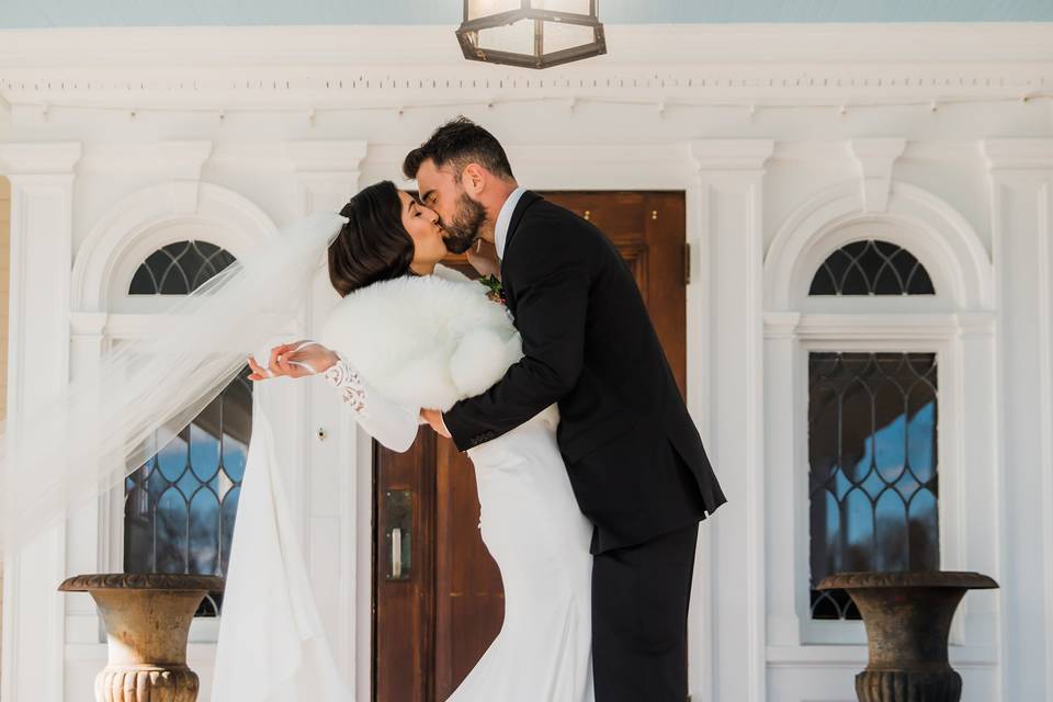 Portico couple portrait