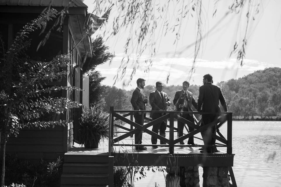 Groom and groomsmen on the deck