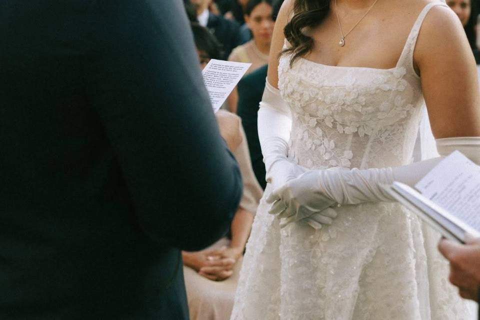 Bride and bridesmaid