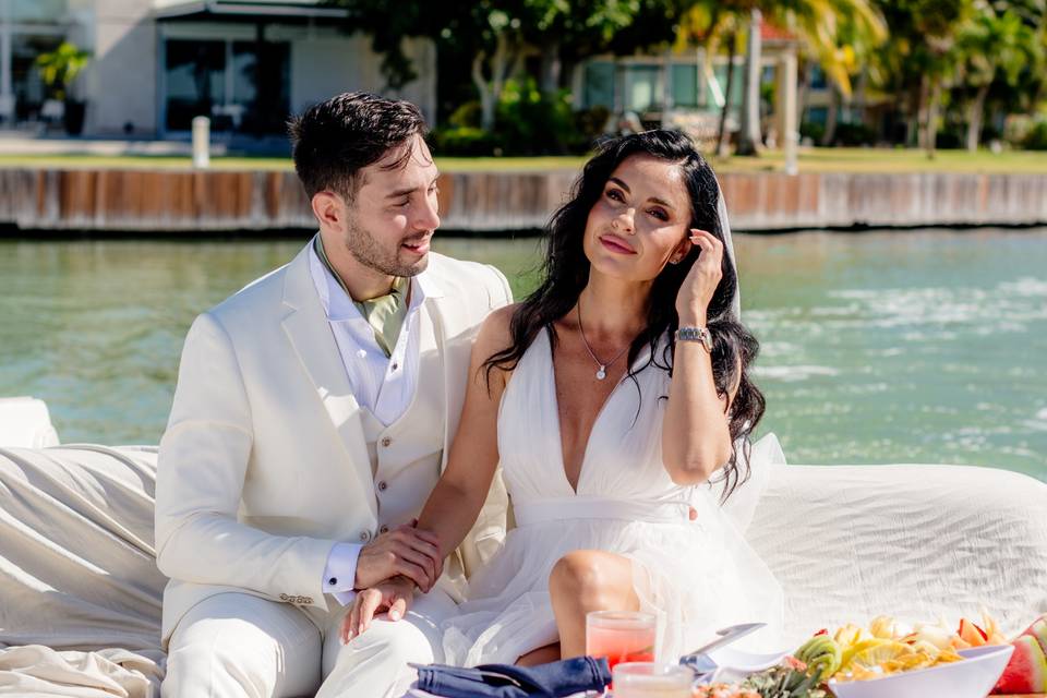 Sunlit wedding smiles