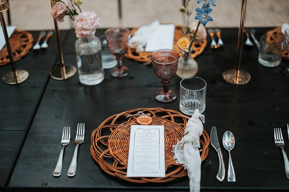 Long tables, warm lights