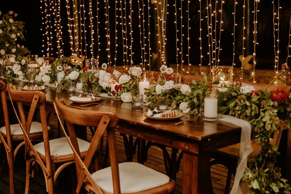 Candlelit coastal dinner