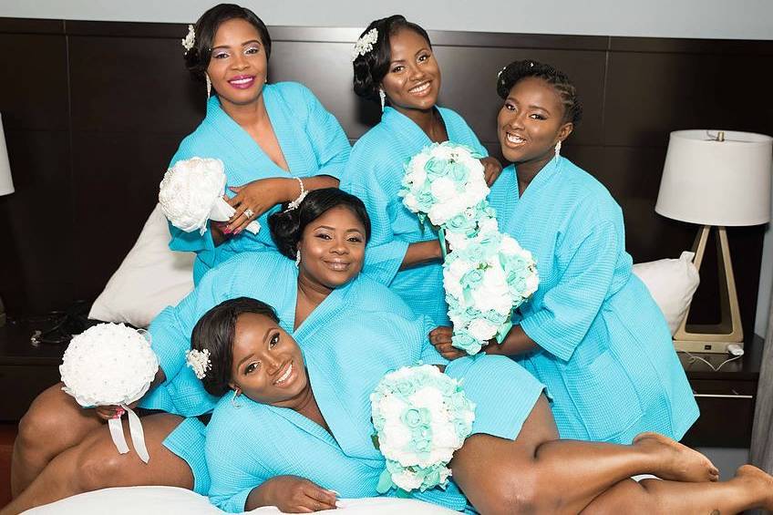 The bride with her bridesmaids