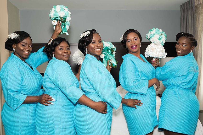 The bride with her bridesmaids