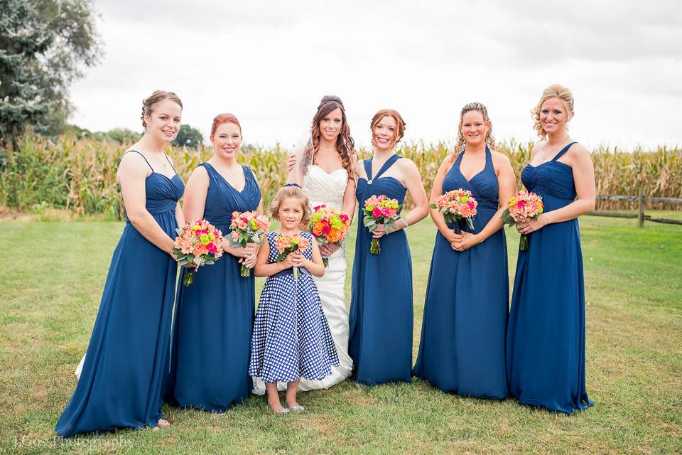 My bridal party on my wedding day wearing Christina Wu gowns.