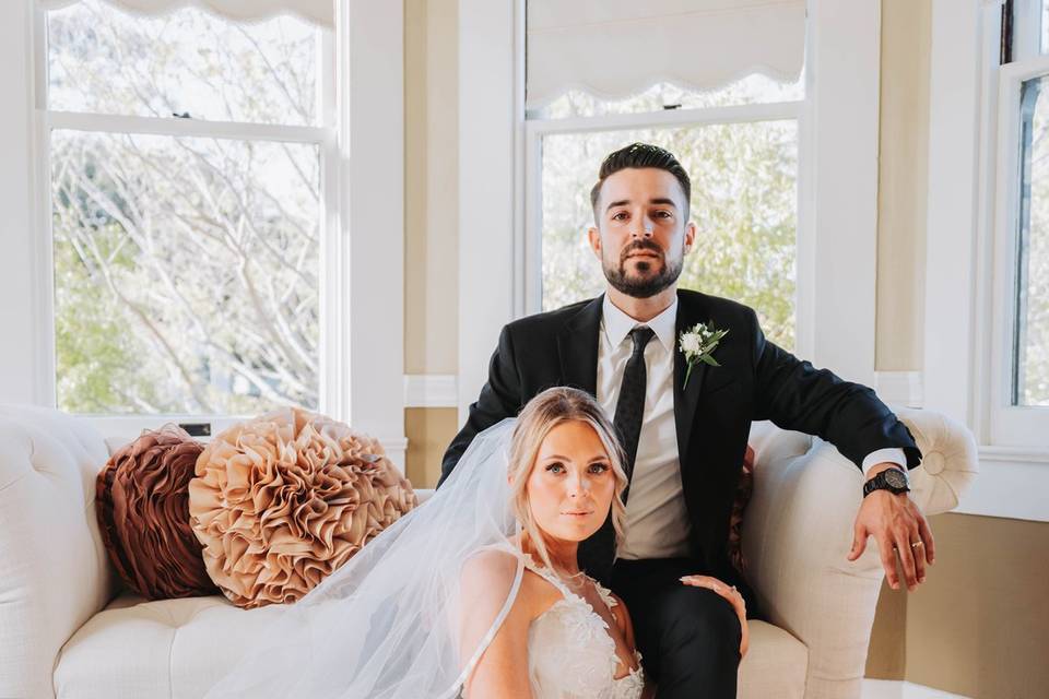 Bride and Groom in the Suite