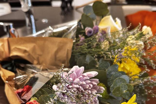 Bouquets made by a few guests