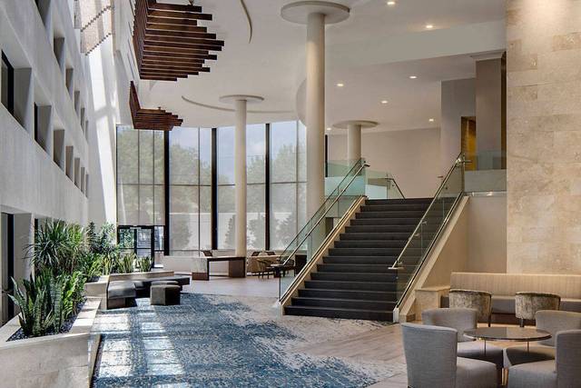 The hotel lobby