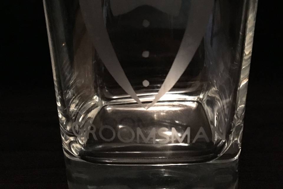 Etched Groomsman Whiskey Glass