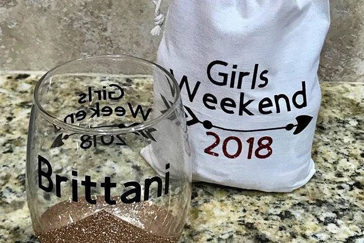 Girls Weekend / Bachelorette Weekend Wine Glass & Hangover Kit Bag