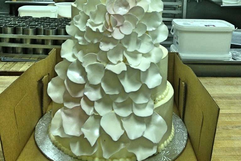 White petal wedding cake