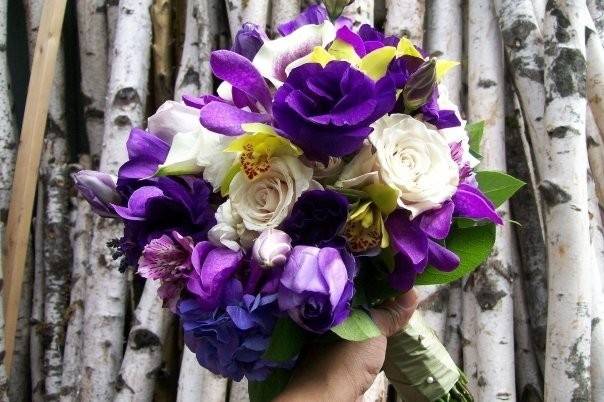 Purple and white flower bouquet