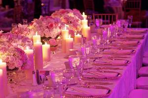 Pink lighting at the reception