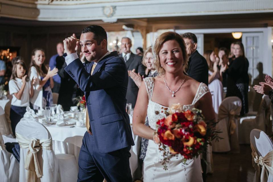 Smiling newlyweds