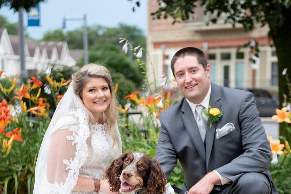 Bride, Groom & Dog