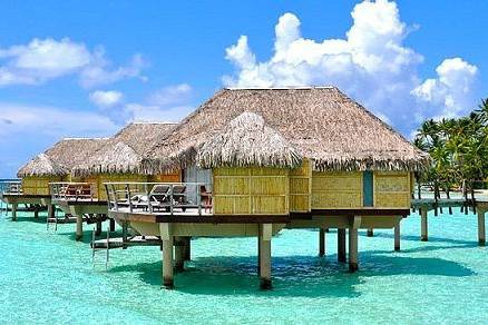 Overwater bungalows in Bora Bo