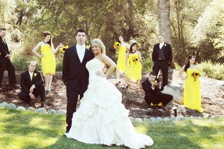 Couple with the bridesmaids and groomsmen
