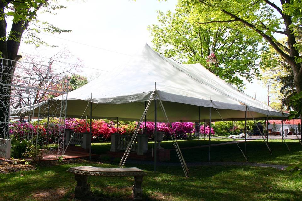 This is a 40 X 60 Pole tent for a wedding ceremony.