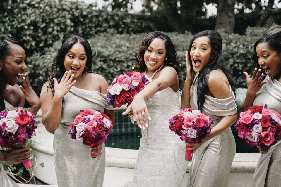 Bride and bridesmaids