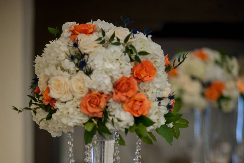 White and orange flowers