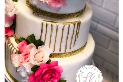 3 Tier Pink & Gold