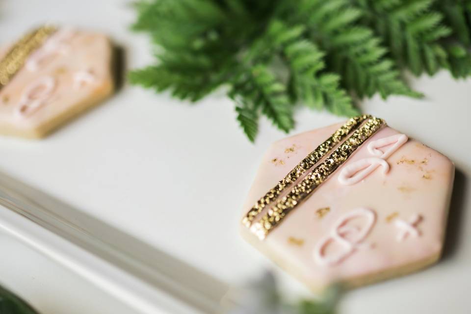 Elegant gold monogram cookies