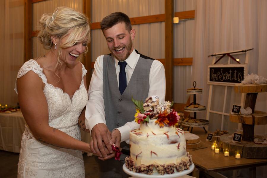 Cutting the wedding cake