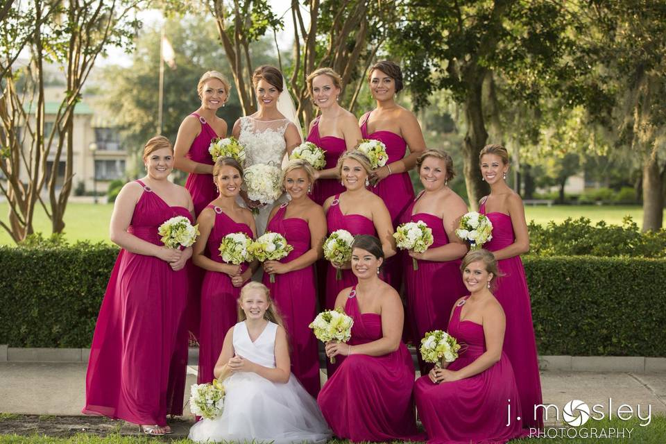 The bride with her bridesmaids