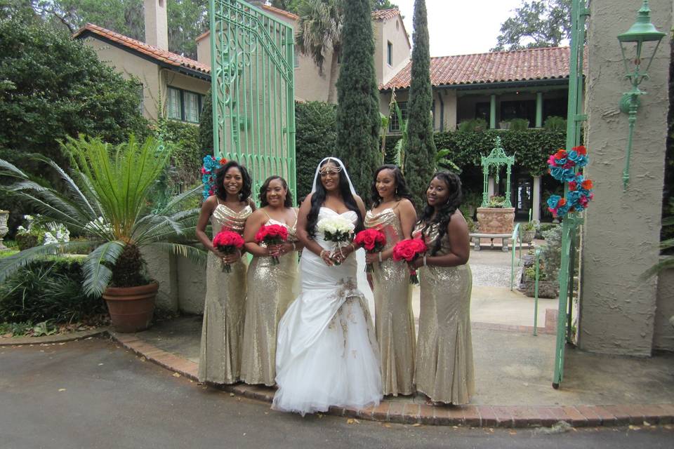 Bride and her bridesmaids