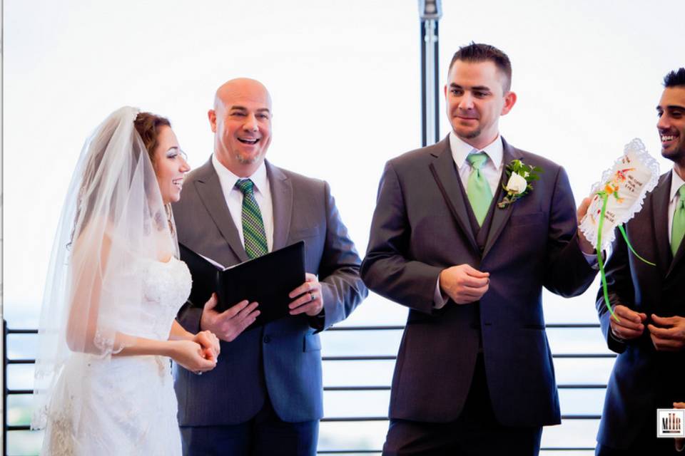 Looking at the bride