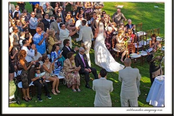 Photo from a beach wedding ceremony in Santa Barbara. Our steel drum solo, duo and trio are very popular for beach weddings.