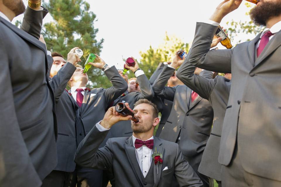 Groomsmen cheers at CREC